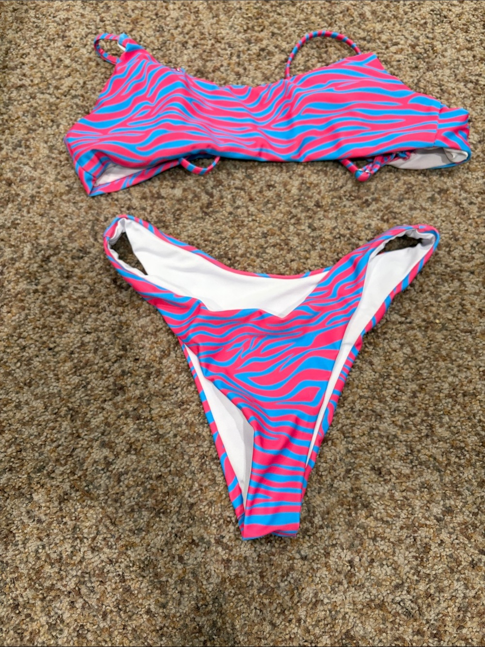 Women’s Pink & Blue Wave-Print Bikini Set